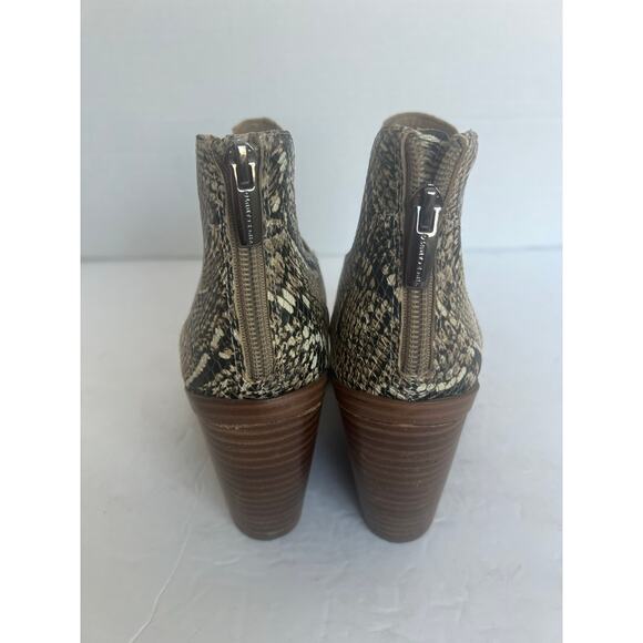 Vince Camuto Western Leather Snake Print Block Heel Pointy Toe Bootie 7.5M - Picture 6 of 10